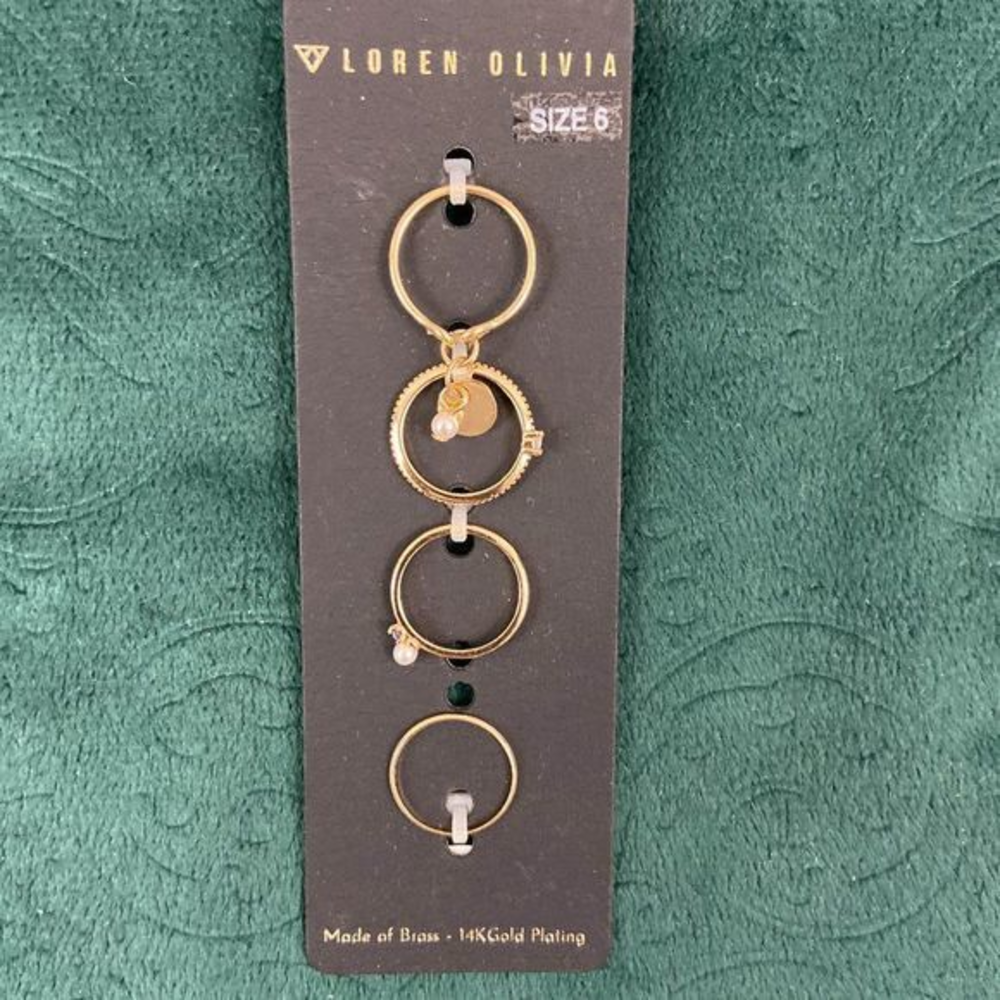 🌿4/$35🌿NWT LOREN OLIVIA Gold Plated‎ Ring Set (Size 6)